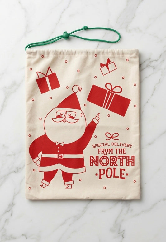 Draw String Bag - Special Delivery from the North Pole - Canvas