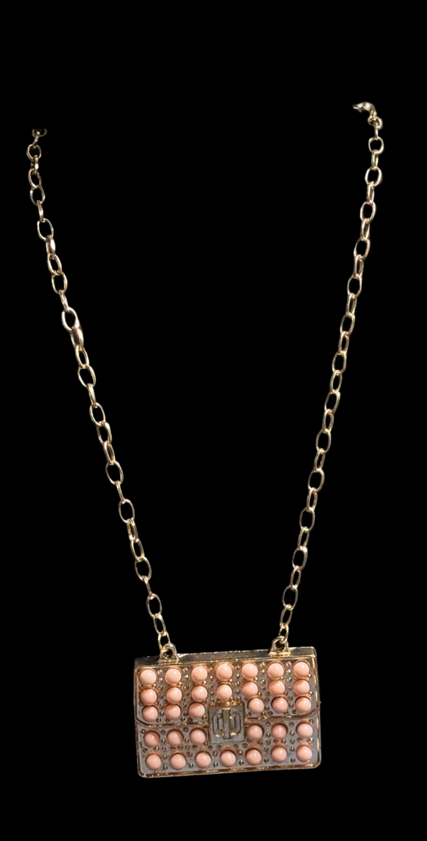 Necklace - Pink Beaded Pendant