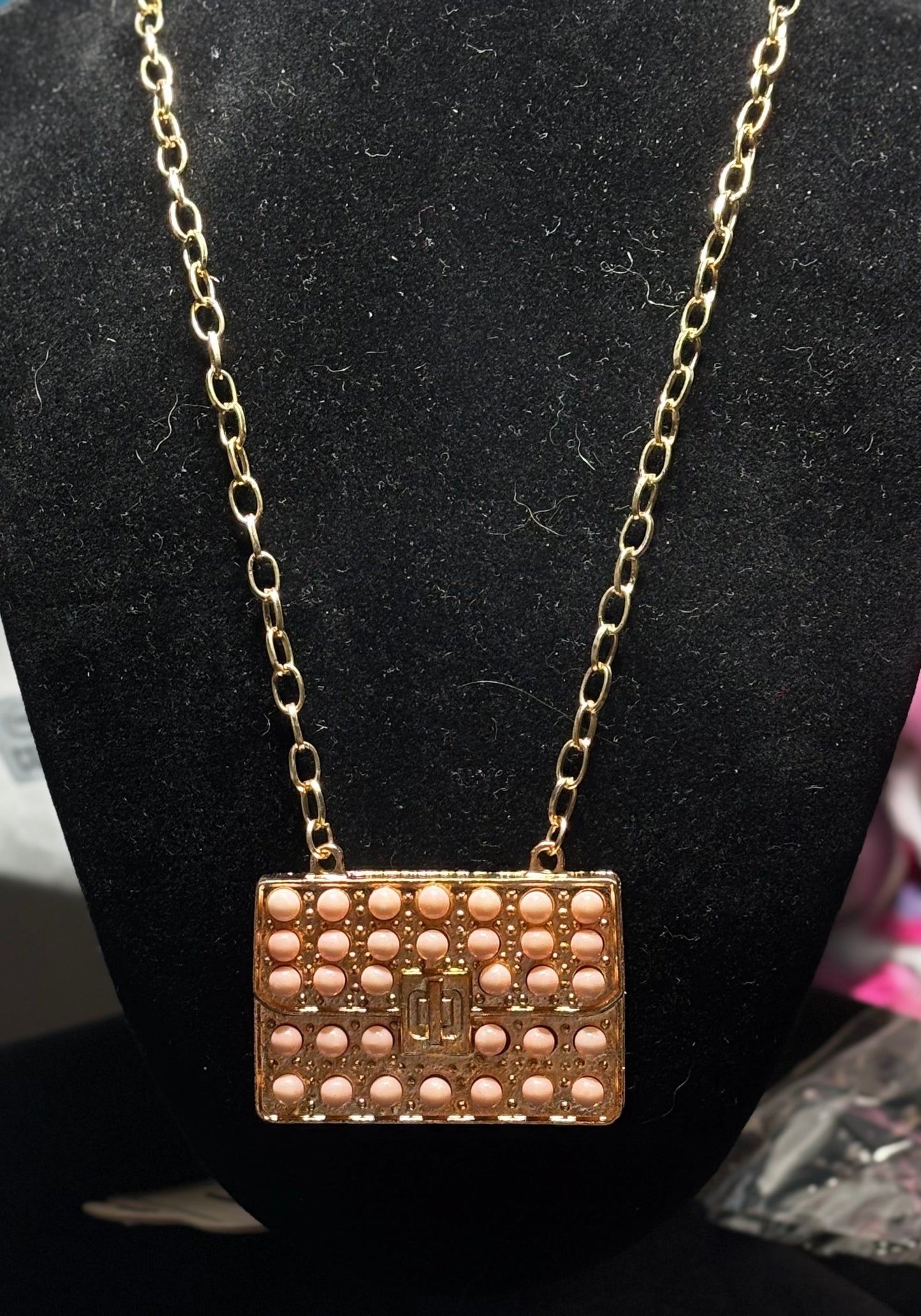 Necklace - Pink Beaded Pendant