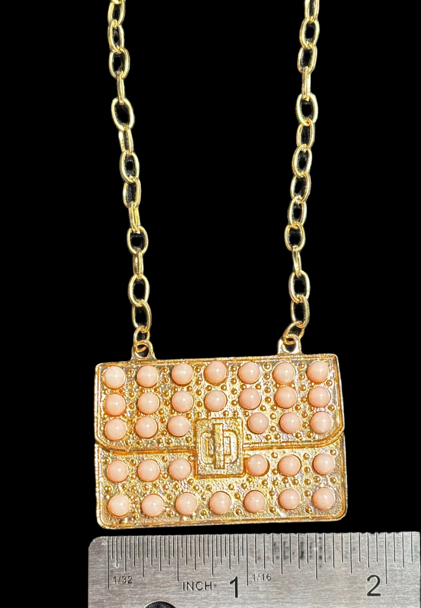 Necklace - Pink Beaded Pendant