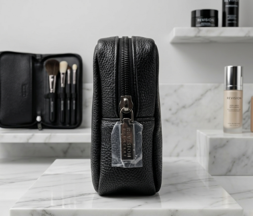 Travel Organizer Bag - Black Pebbled Synthetic Leather