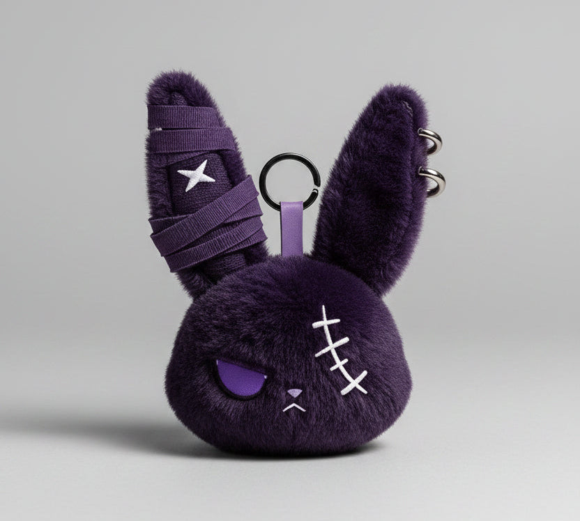 Plush Keychain - Gothic Bunny - Bag Clip