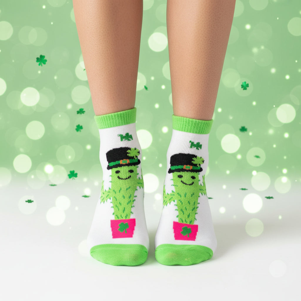 Ankle Socks - St. Patrick's Day - Cactus - Kiss Me I'm Green - Size 5-9