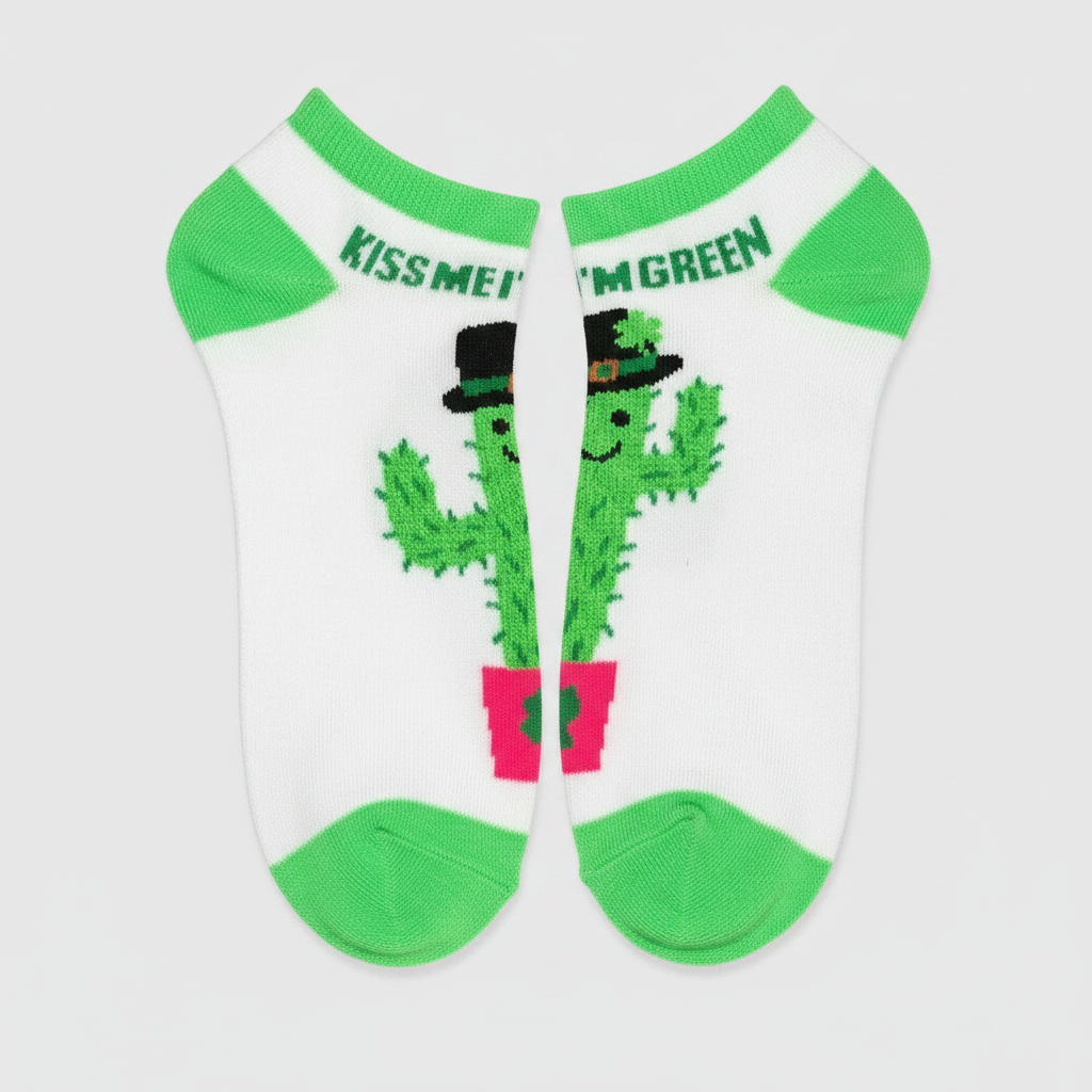 Ankle Socks - St. Patrick's Day - Cactus - Kiss Me I'm Green - Size 5-9