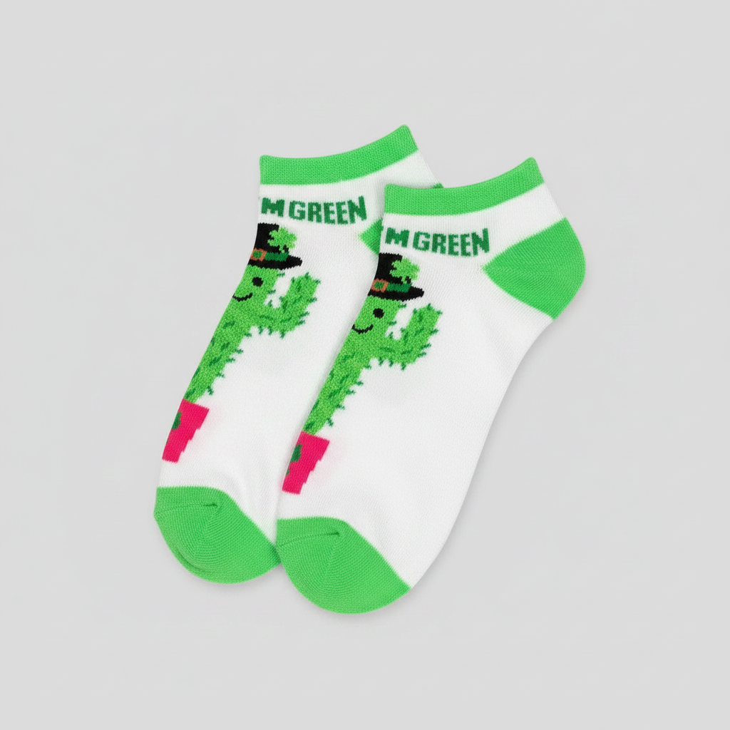 Ankle Socks - St. Patrick's Day - Cactus - Kiss Me I'm Green - Size 5-9