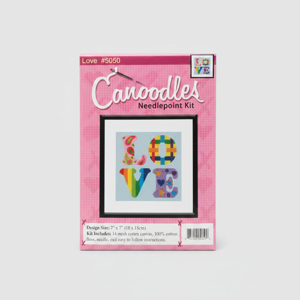 Needlepoint Kit - Canoodles - LOVE - 7" x 7"