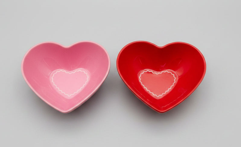 Bowls - Heart Shaped - with Scalloped Heart Details - Set of Two