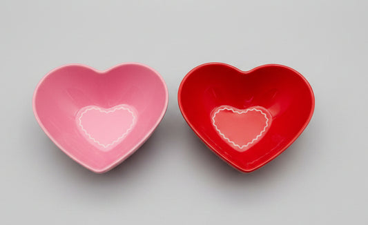 Bowls - Heart Shaped - with Scalloped Heart Details - Set of Two