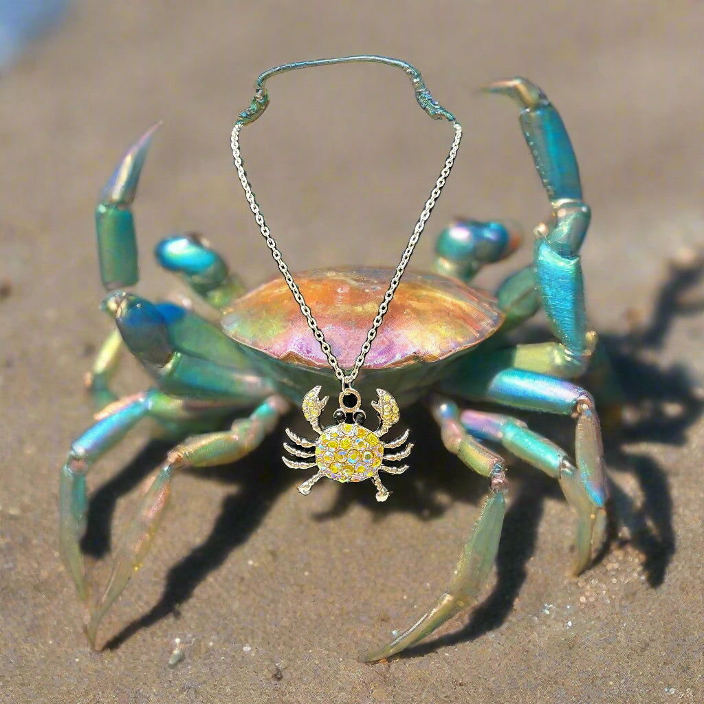 Necklace - Rhinestone Crab