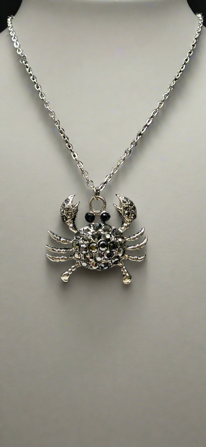 Necklace - Rhinestone Crab