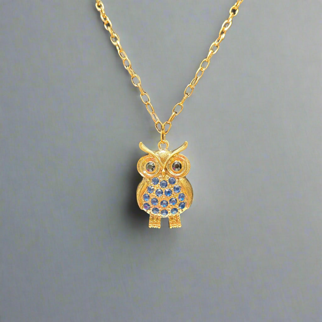 Necklace - Rhinestone Owl Pendant