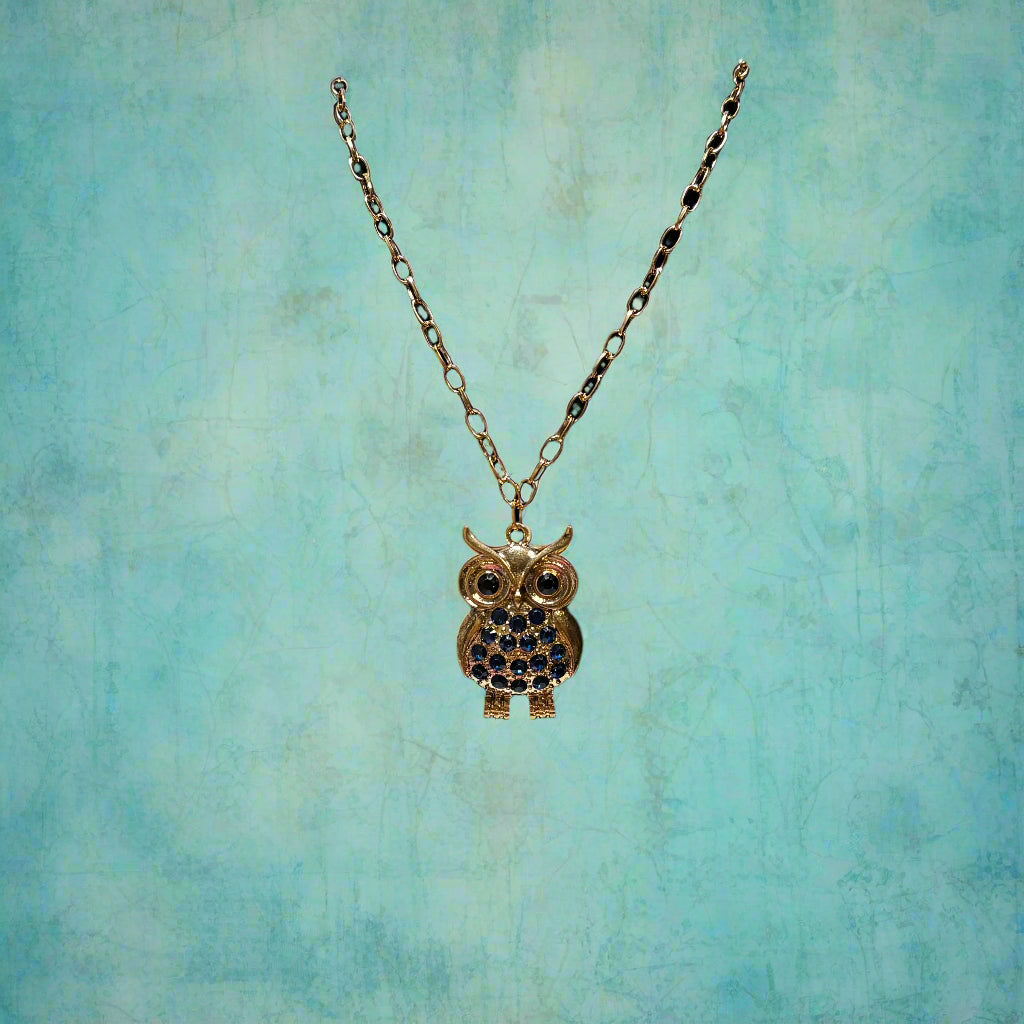 Necklace - Rhinestone Owl Pendant
