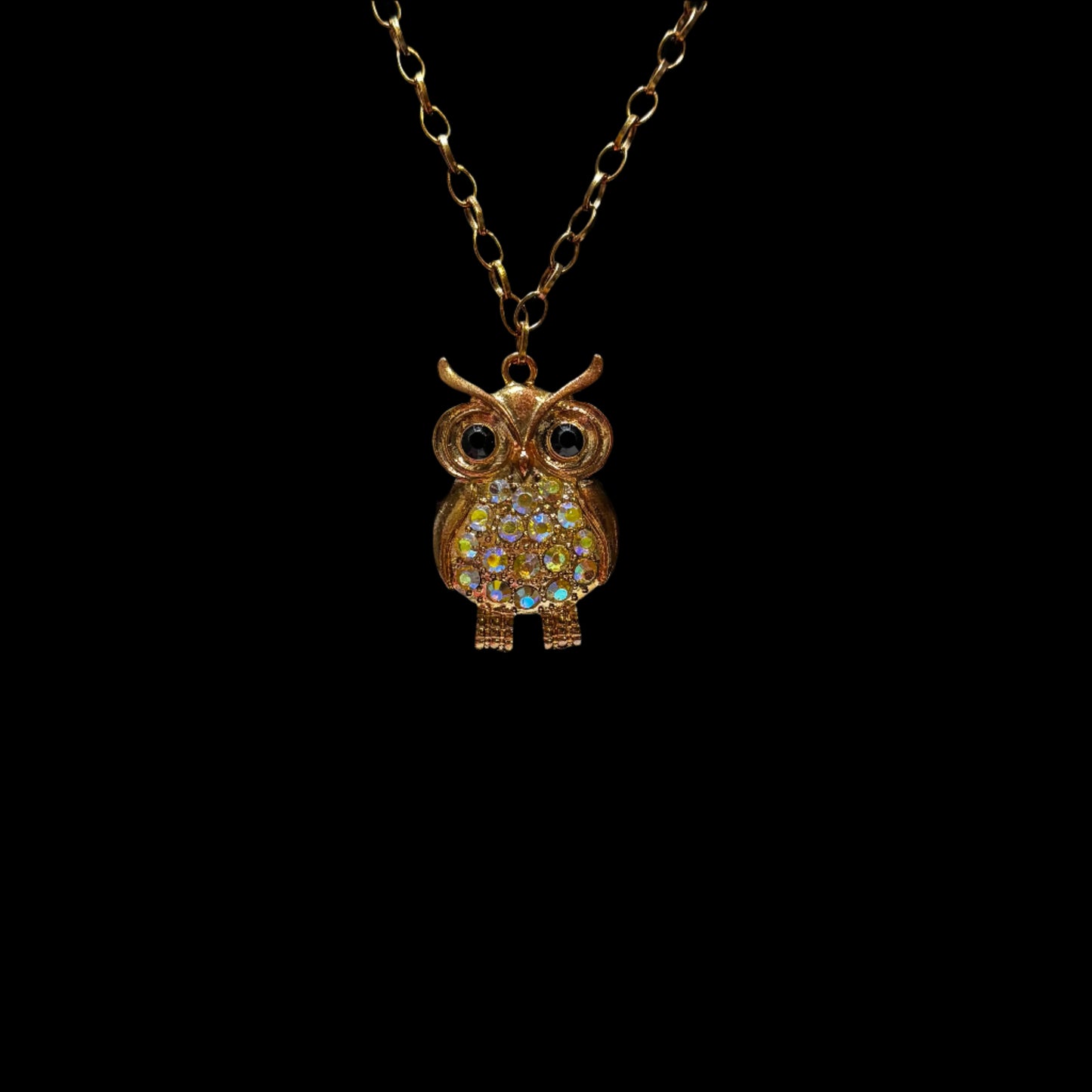 Necklace - Rhinestone Owl Pendant