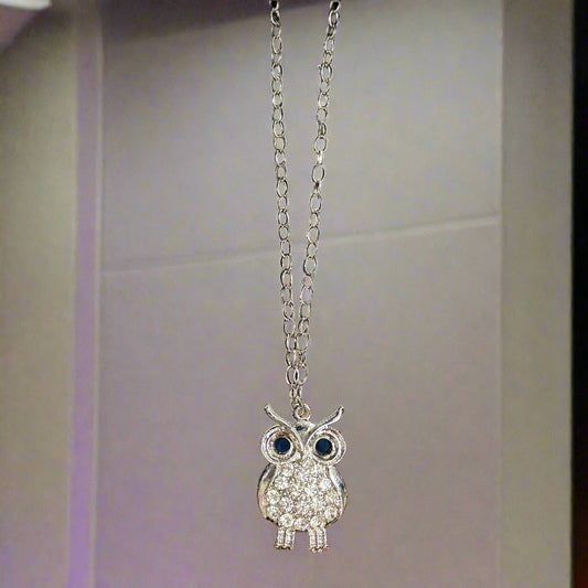 Necklace - Rhinestone Owl