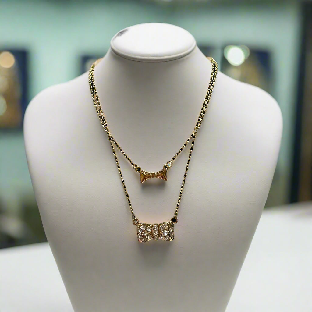 Necklace - Double Strand Bows