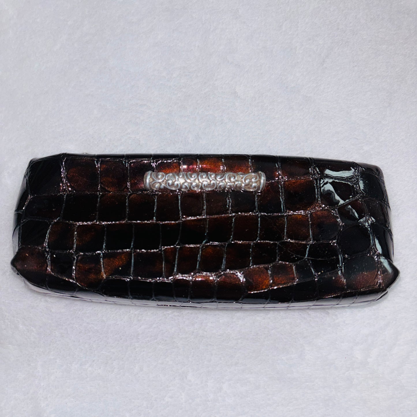 Cosmetic Bag - Brighton - Glossy Dark Brown - Patent Leather