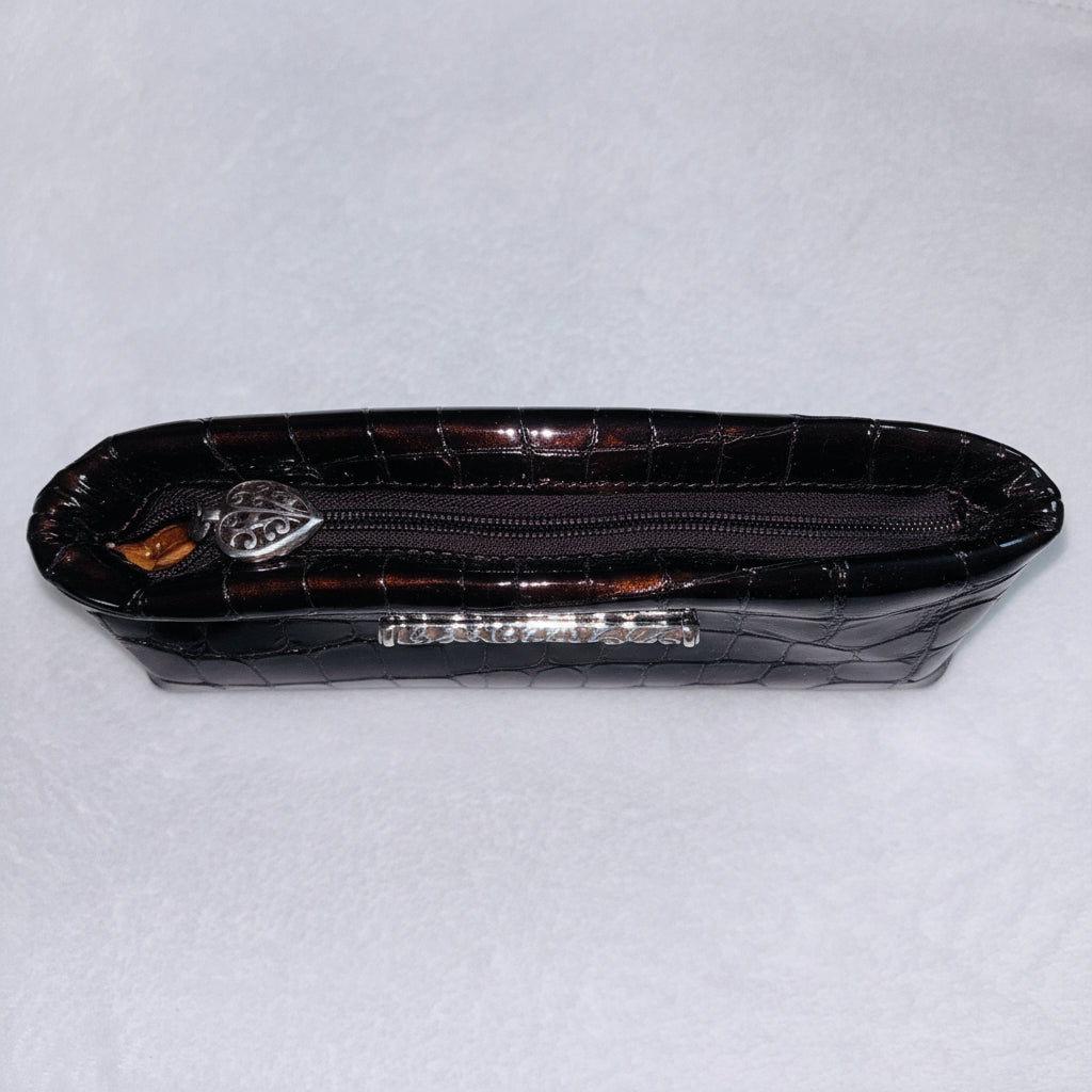 Cosmetic Bag - Brighton - Glossy Dark Brown - Patent Leather