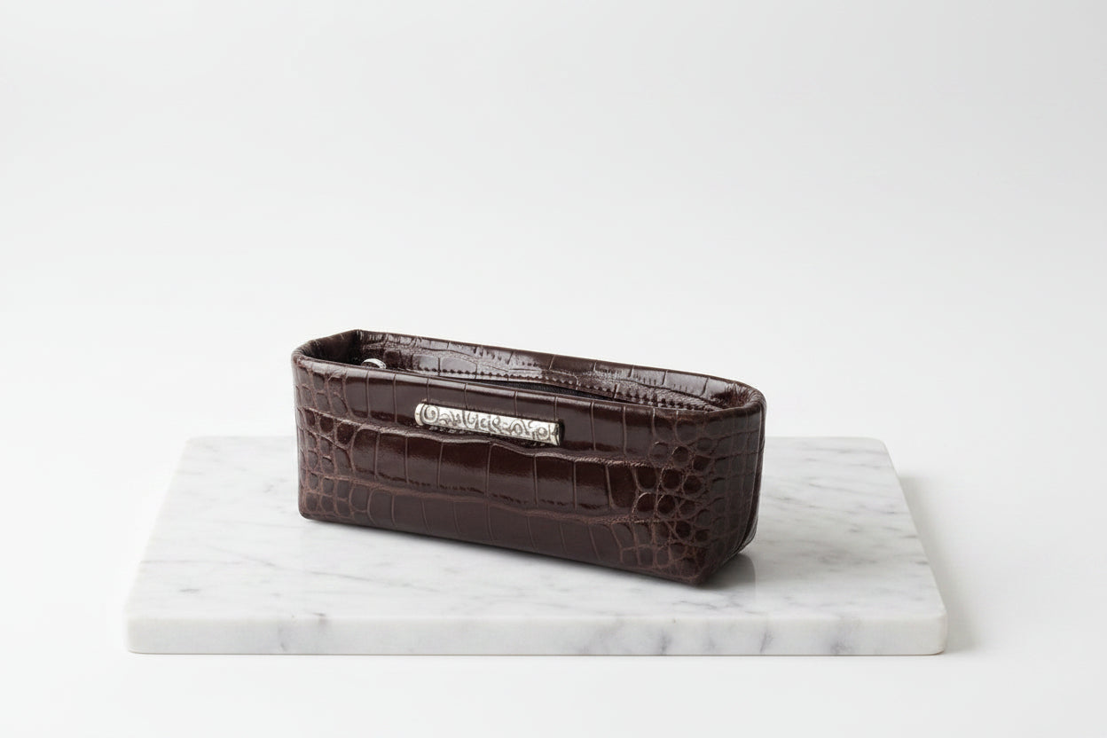 Cosmetic Bag - Brighton - Glossy Dark Brown - Patent Leather