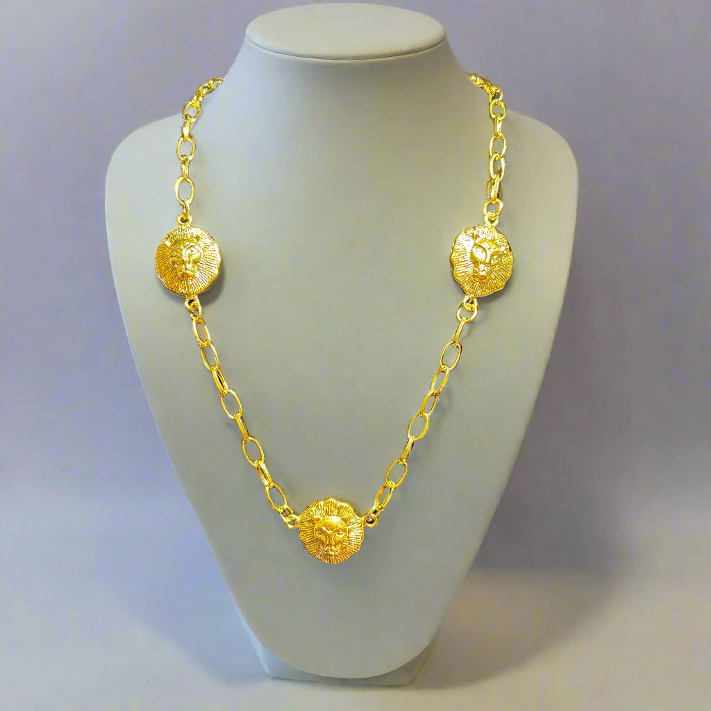 Necklace - Golden Lion Head