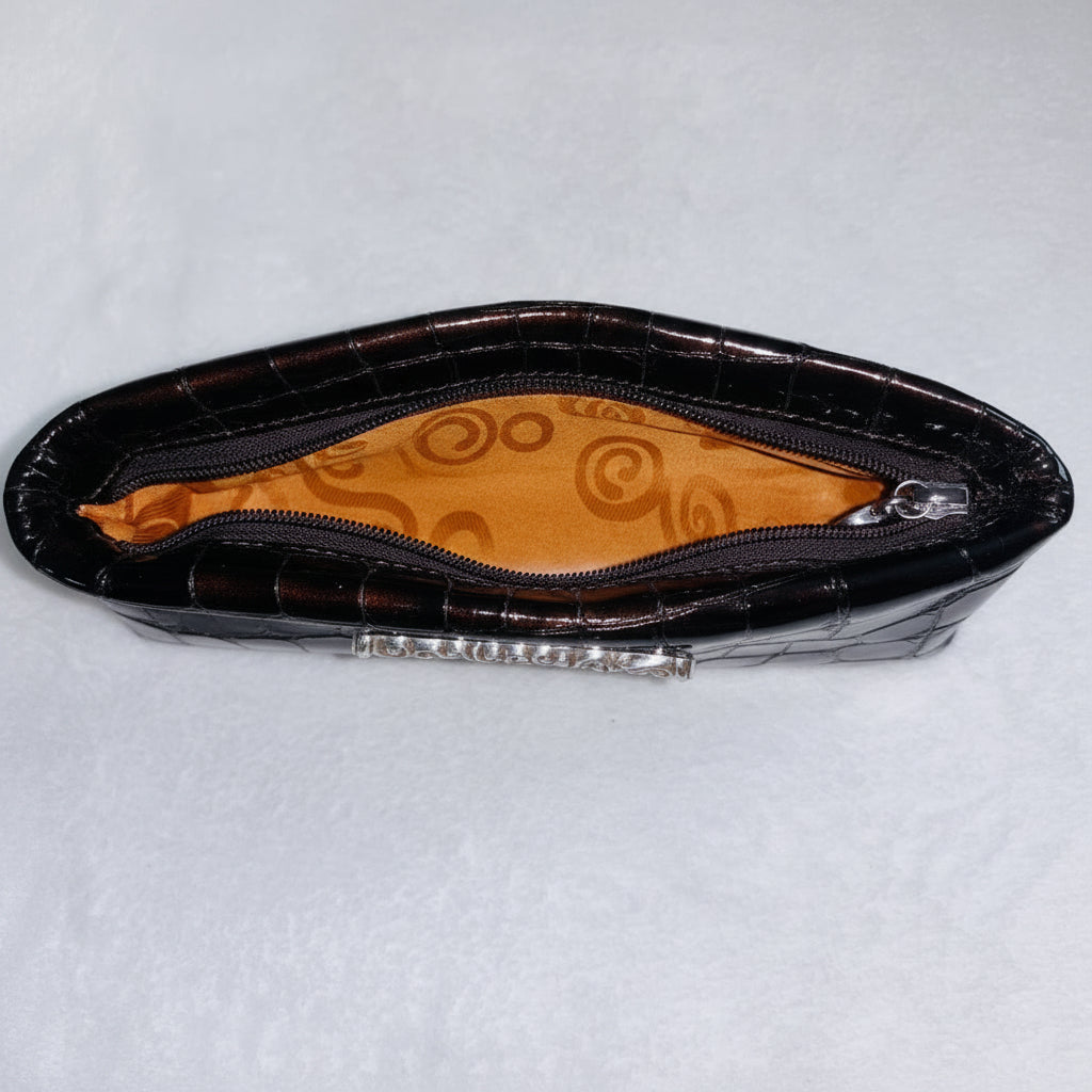 Cosmetic Bag - Brighton - Glossy Dark Brown - Patent Leather
