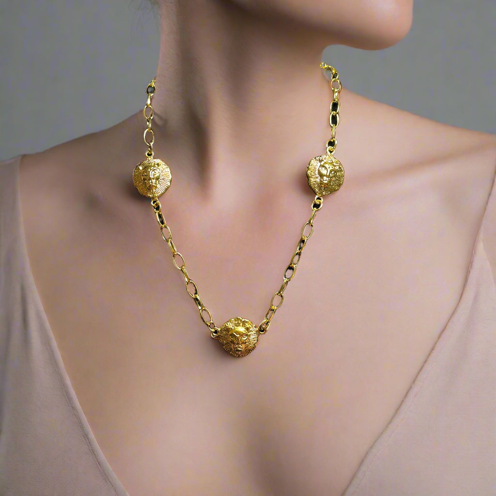 Necklace - Golden Lion Head
