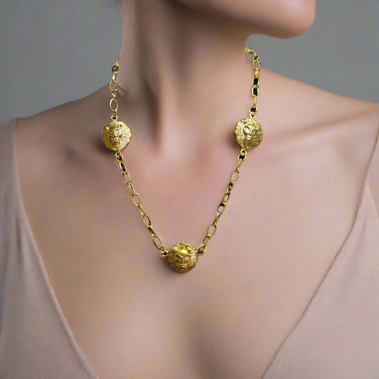 Necklace - Golden Lion Head