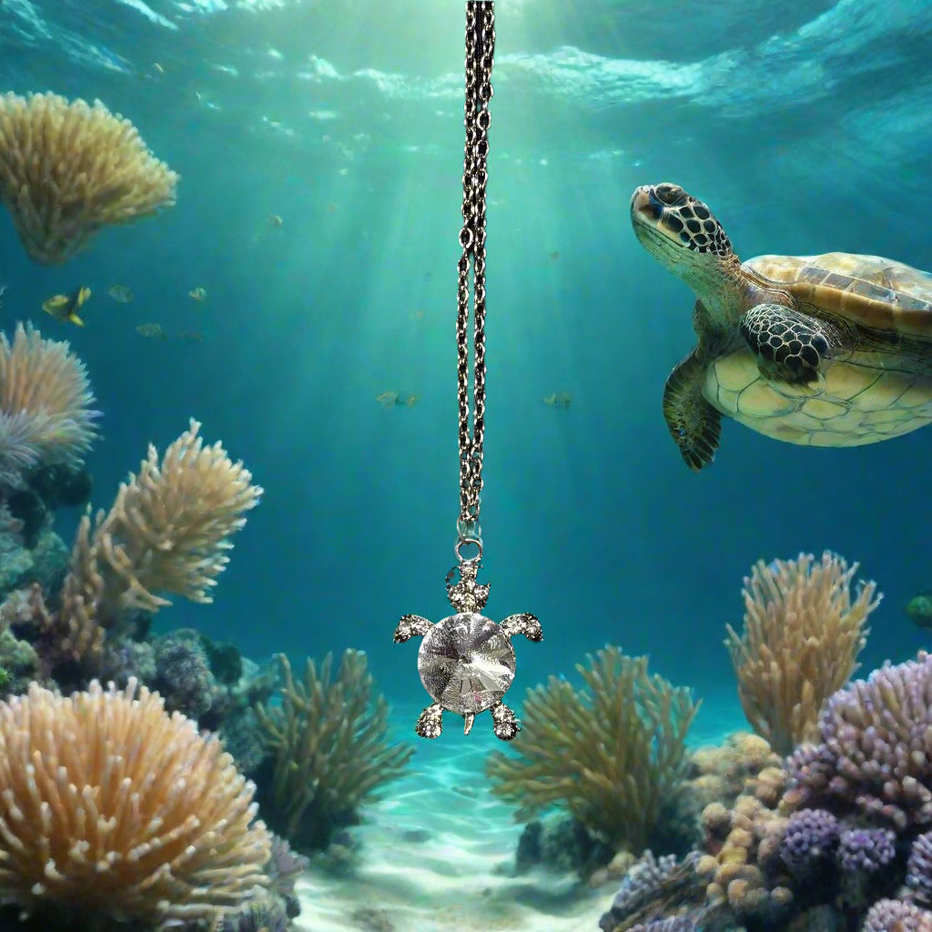 Necklace - Crystal Turtle Pendant