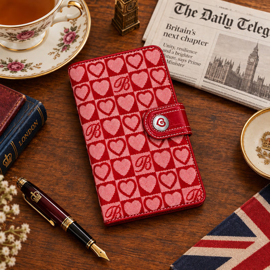Brighton - Red & Pink Heart - Jacquard - 6 Ring Agenda - Planner - Organizer