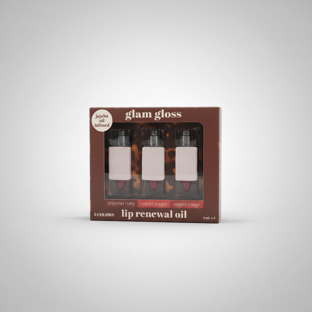 Lip Gloss - 3 Color Set - Glam Gloss - Lip Renewal Oil