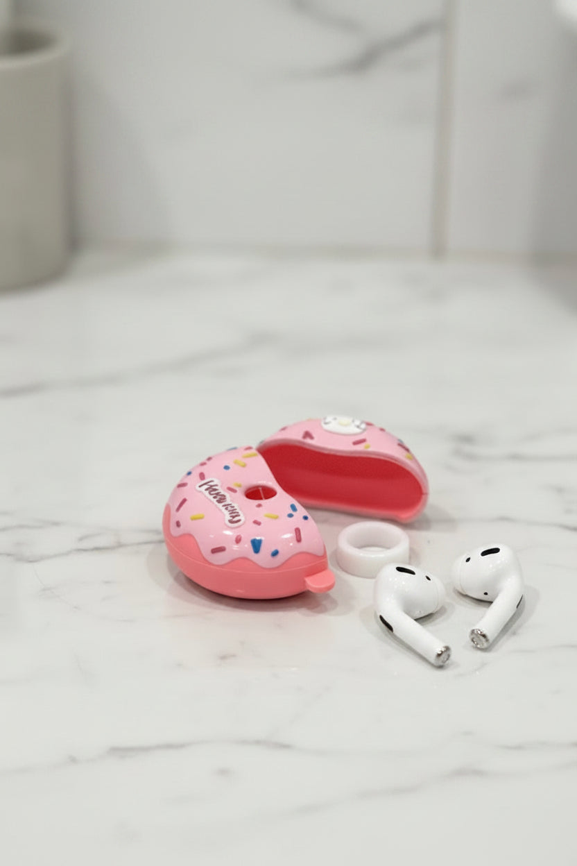 Airpod Silicone Case - Hello Kitty Pink Donut Shaped with Key Ring