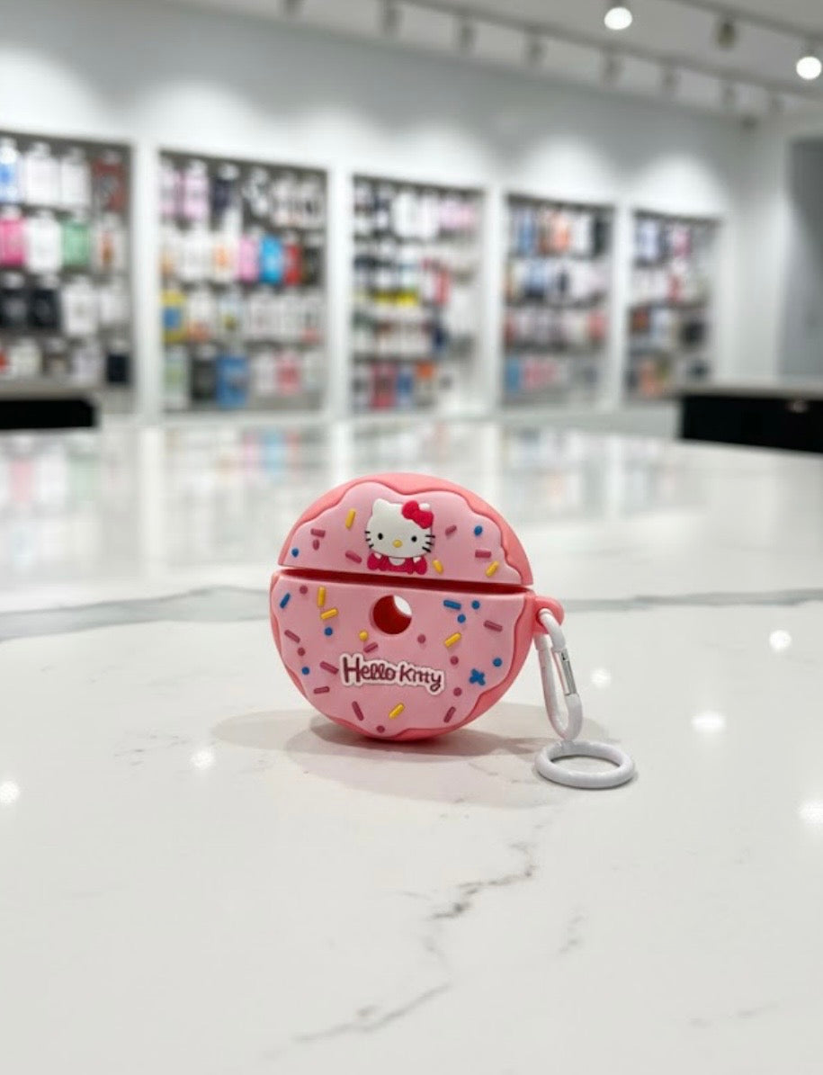 Airpod Silicone Case - Hello Kitty Pink Donut Shaped with Key Ring