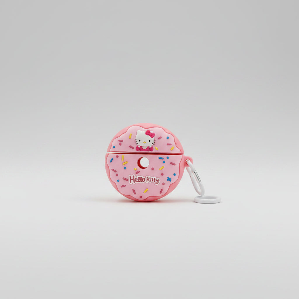 Airpod Silicone Case - Hello Kitty Pink Donut Shaped with Key Ring