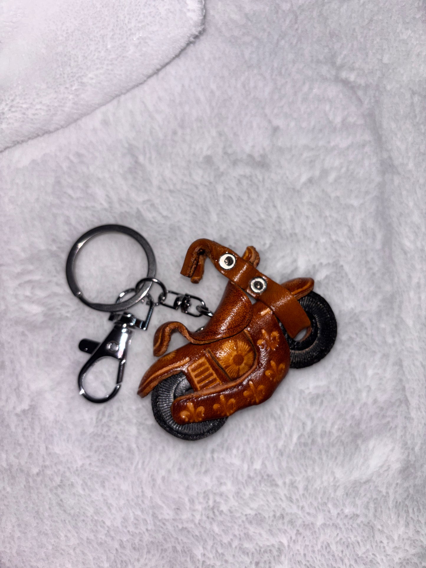 Keychain - Leather Motorcycle - Red or Brown