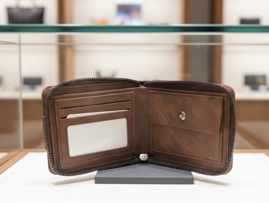 Men's All-Weather Faux Leather Zip Along Wallet