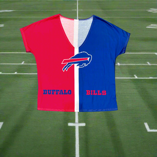 Ladies Top - Short Sleeve Tee - Buffalo Bills V Neck