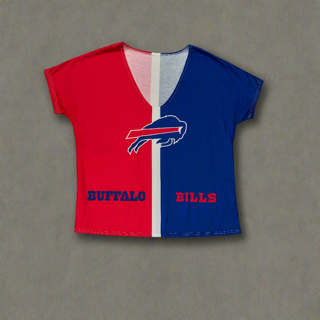 Ladies Top - Short Sleeve Tee - Buffalo Bills V Neck