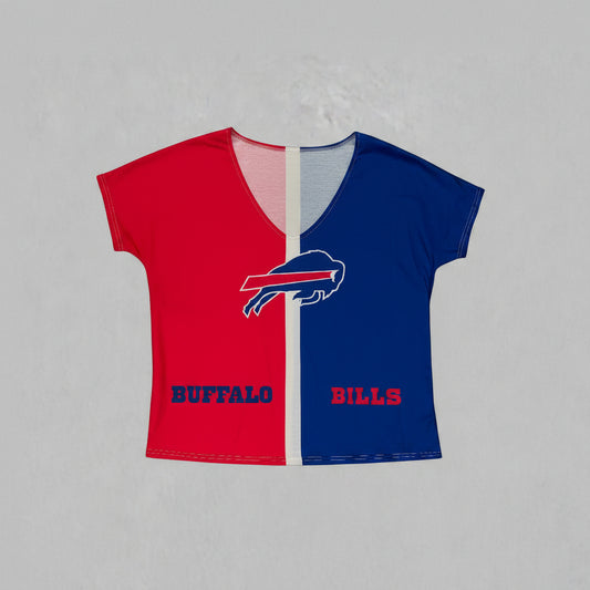 Blouse - Ladies Top - Short Sleeve Tee - Buffalo Bills V Neck