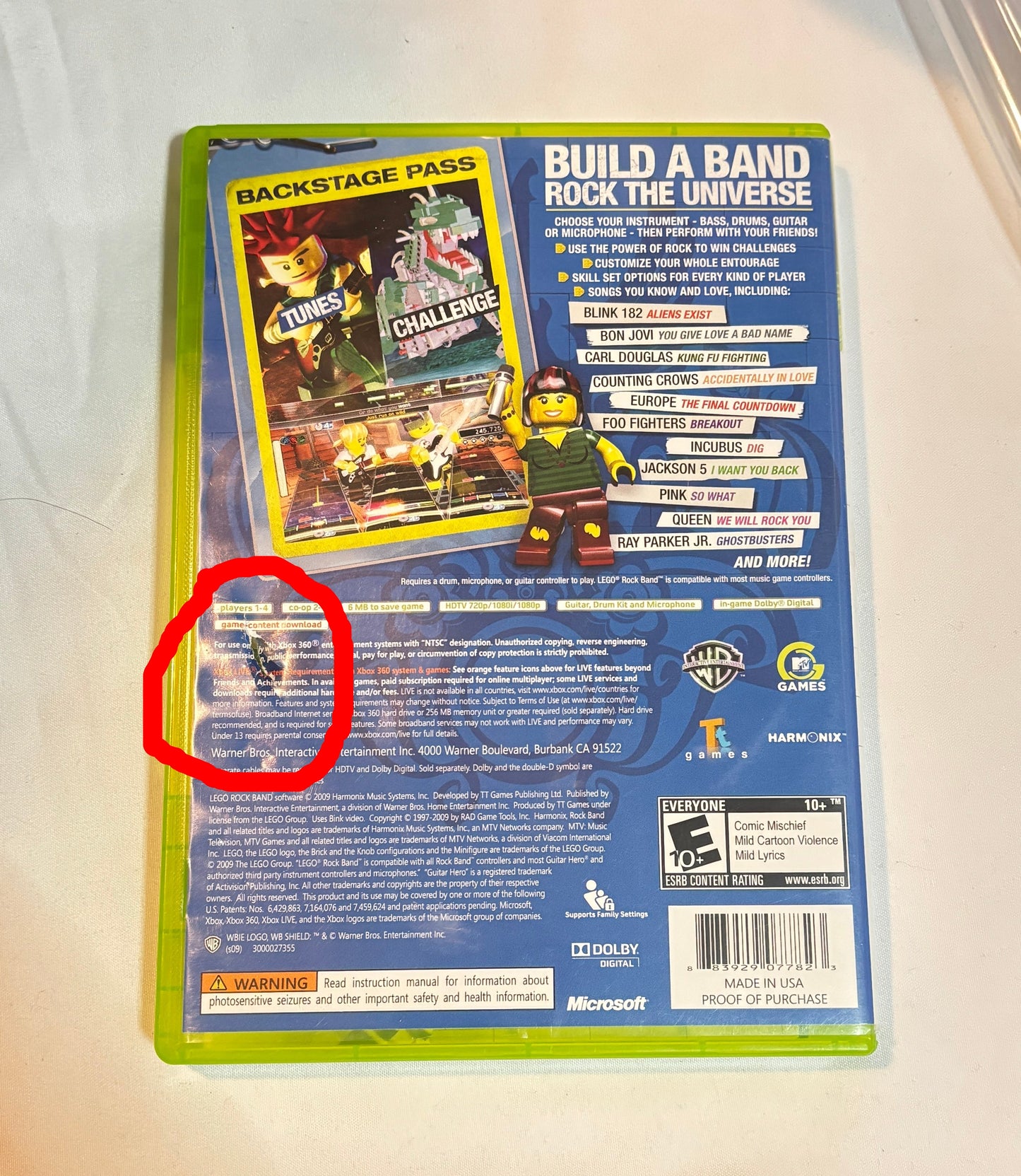 Video Game - Xbox 360 - LEGO Rock Band - Complete with Manual & Case - (Preowned)