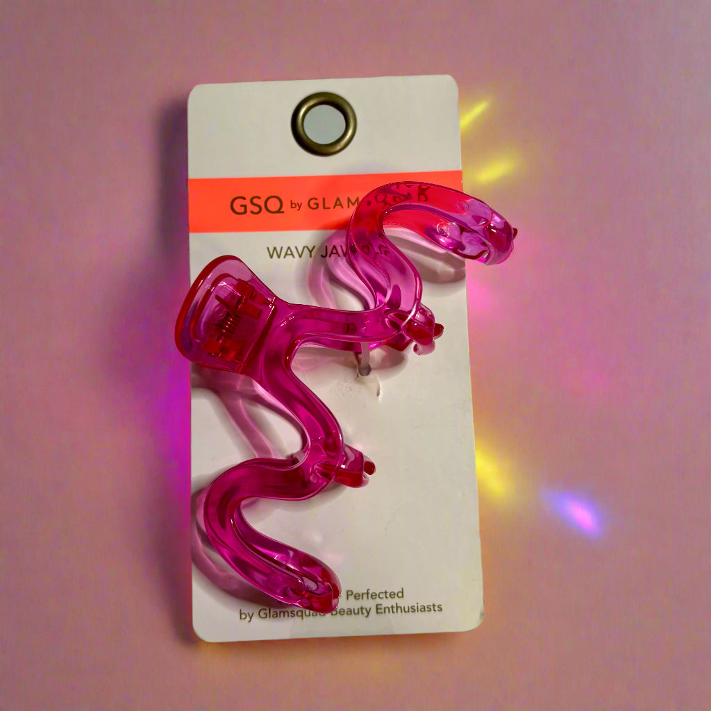 Hair Clip - GSQ by Glamsquad - Hot Pink - Wavy Jaw Clip