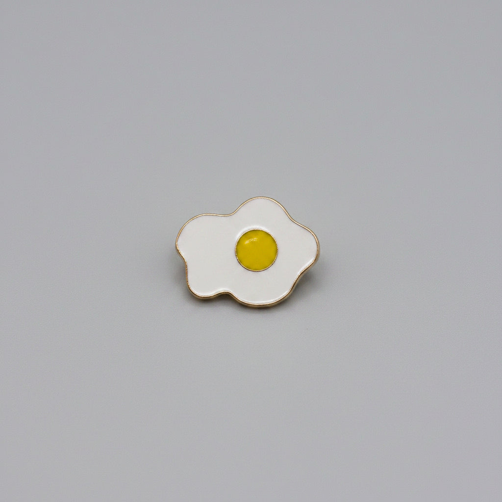 Lapel Pin - Fried Egg - Enamel - Gold Tone