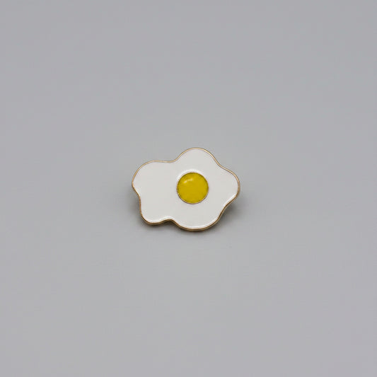 Lapel Pin - Fried Egg - Enamel - Gold Tone
