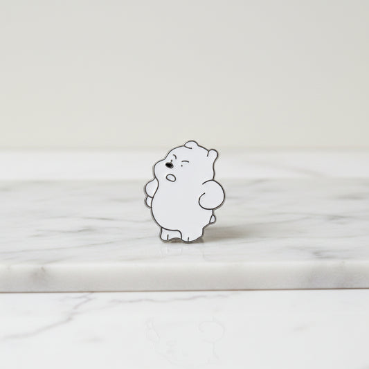 Lapel Pin - Grumpy White Bear - Enamel
