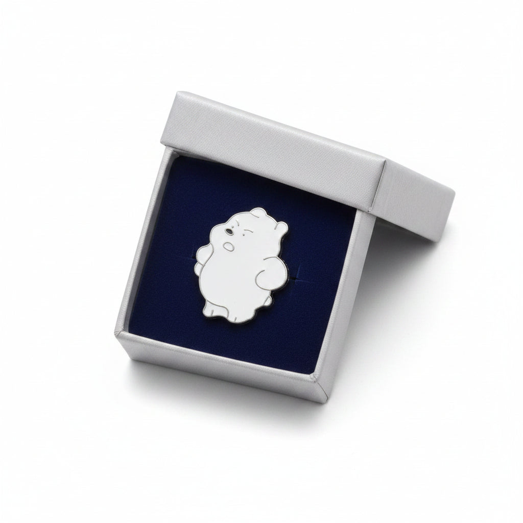 Lapel Pin - Grumpy White Bear - Enamel
