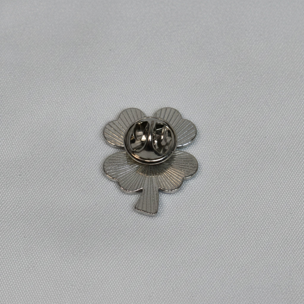 Lapel Pin - Four Leaf Clover - Green Enamel & Silver Tone