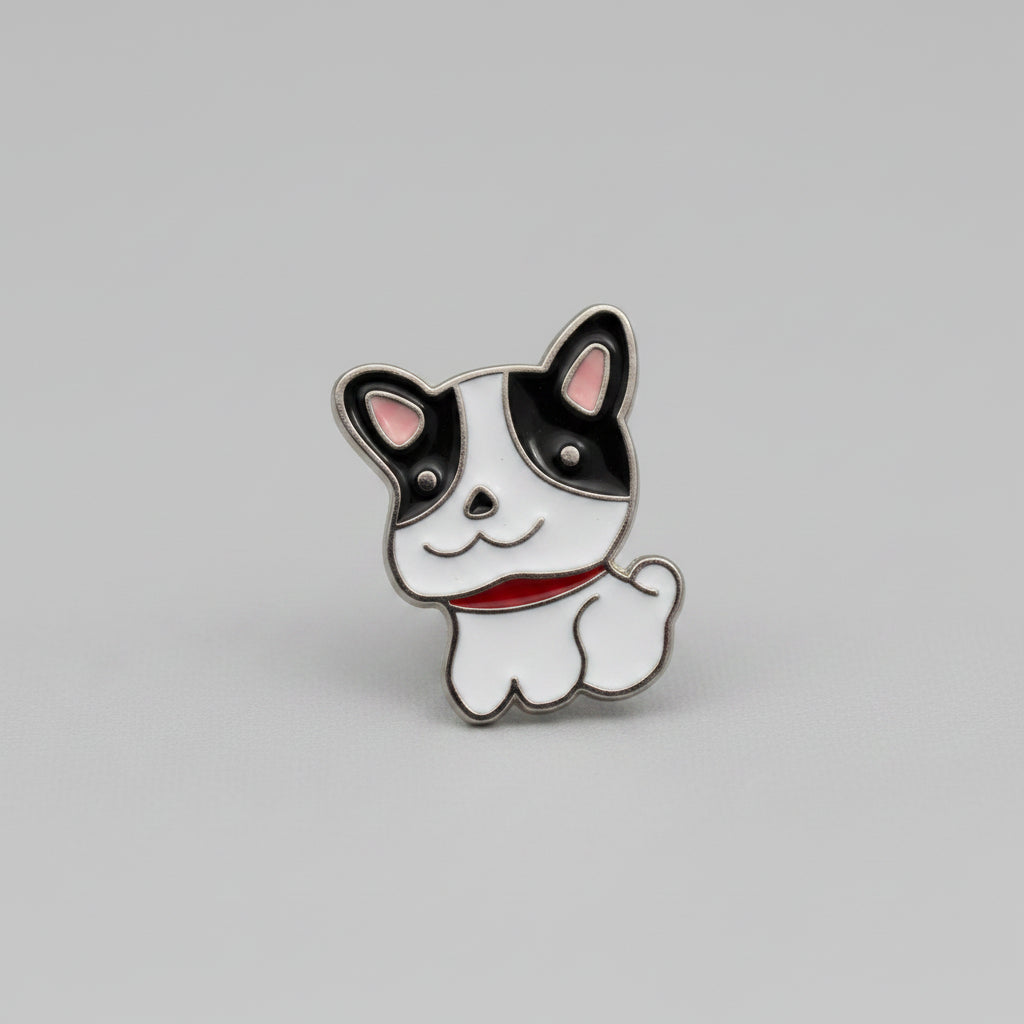 Lapel Pin - Black and White French Bull Dog