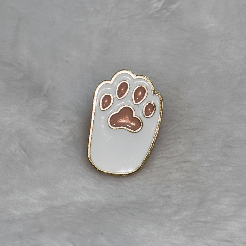 Lapel Pin - White Cat Paw - Enamel