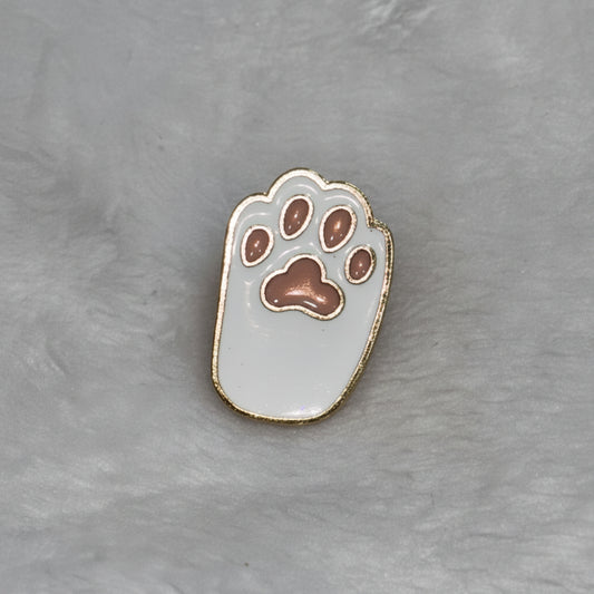 Lapel Pin - White Cat Paw - Enamel