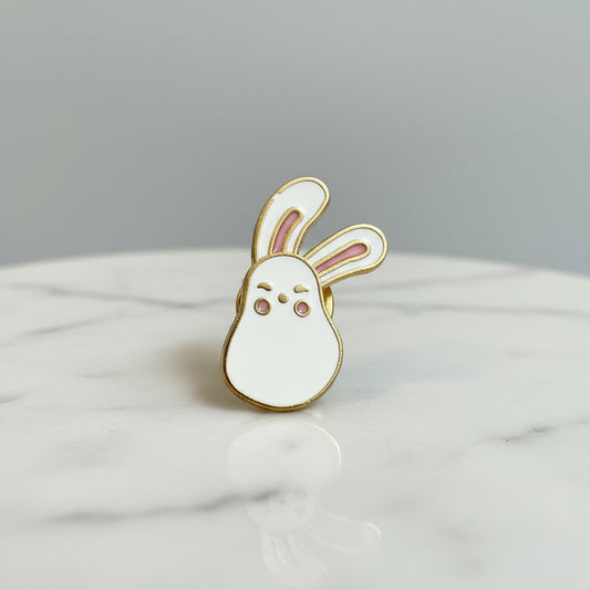 Lapel Pin - Sleepy White Bunny Rabbit