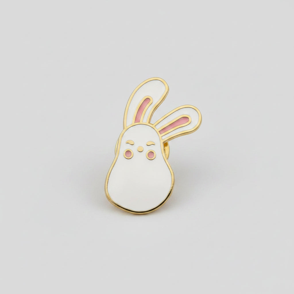 Lapel Pin - Sleepy White Bunny Rabbit