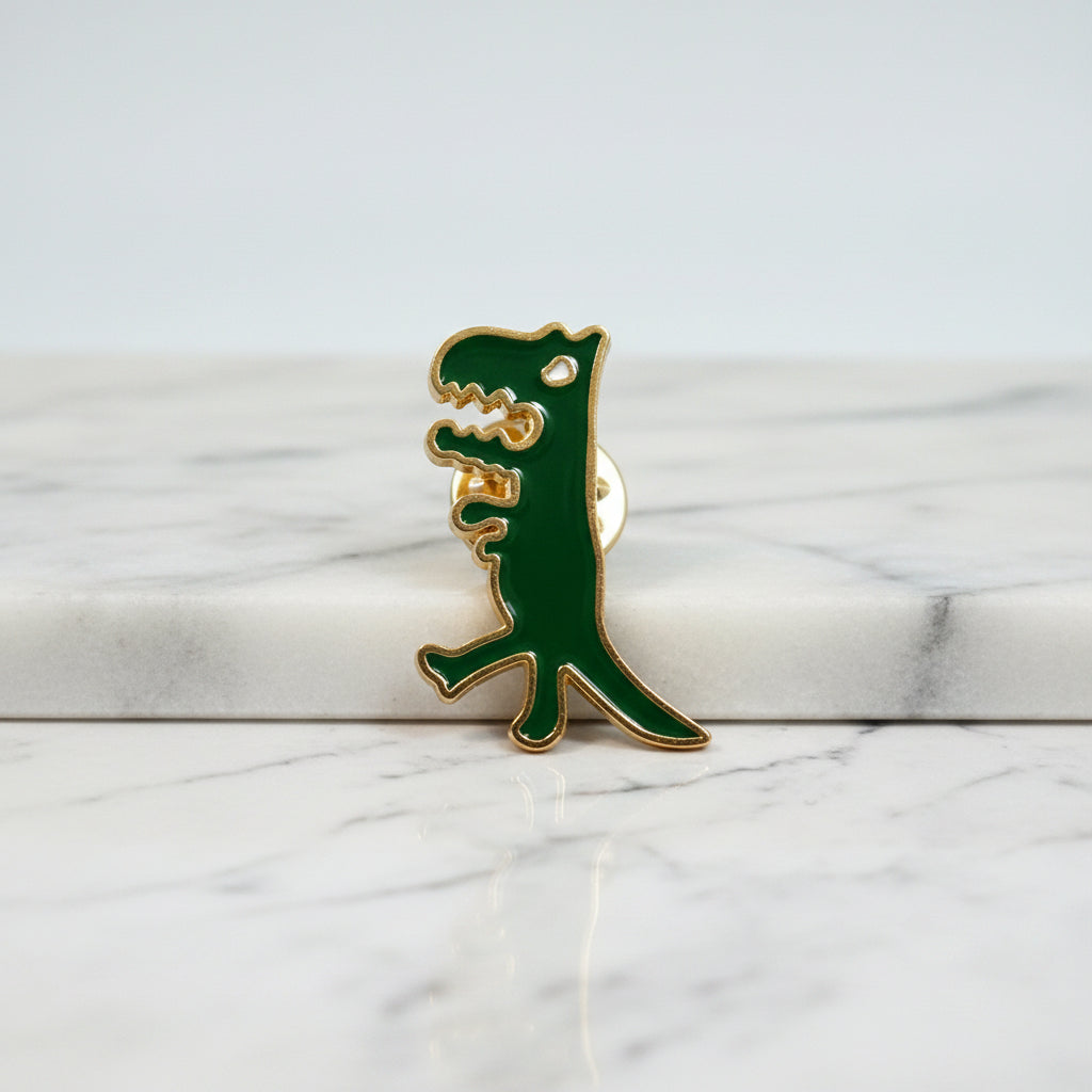 Lapel Pin - Growling Green Dinosaur